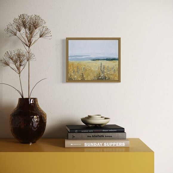 Original Oil Landscape Golden Wildflower Meadow Romantic Cottagecore Signed 8x10 - Picture 4 of 6